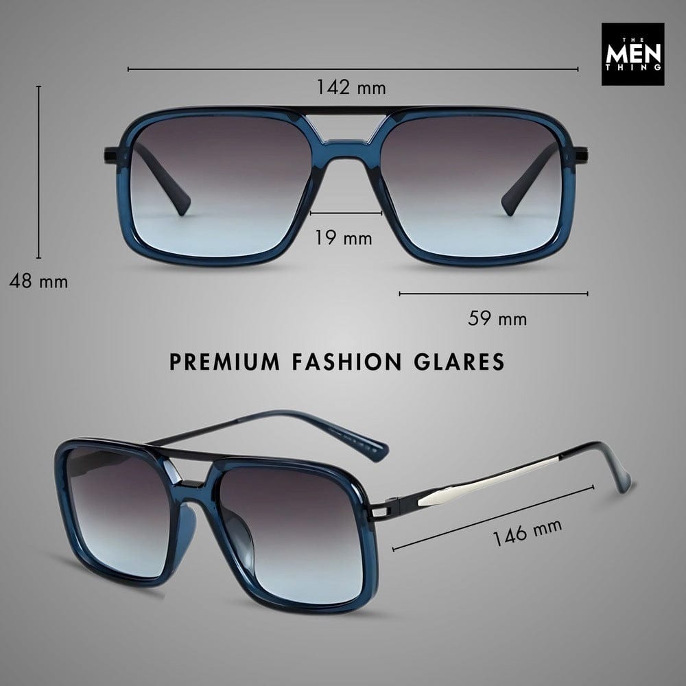 THE MEN THING Sunglasses 2169 URBAN ECLIPSE - Oversized Square - HD Polarised Sunglasses for Men - UV400 Protection, Stainless Steel Frame