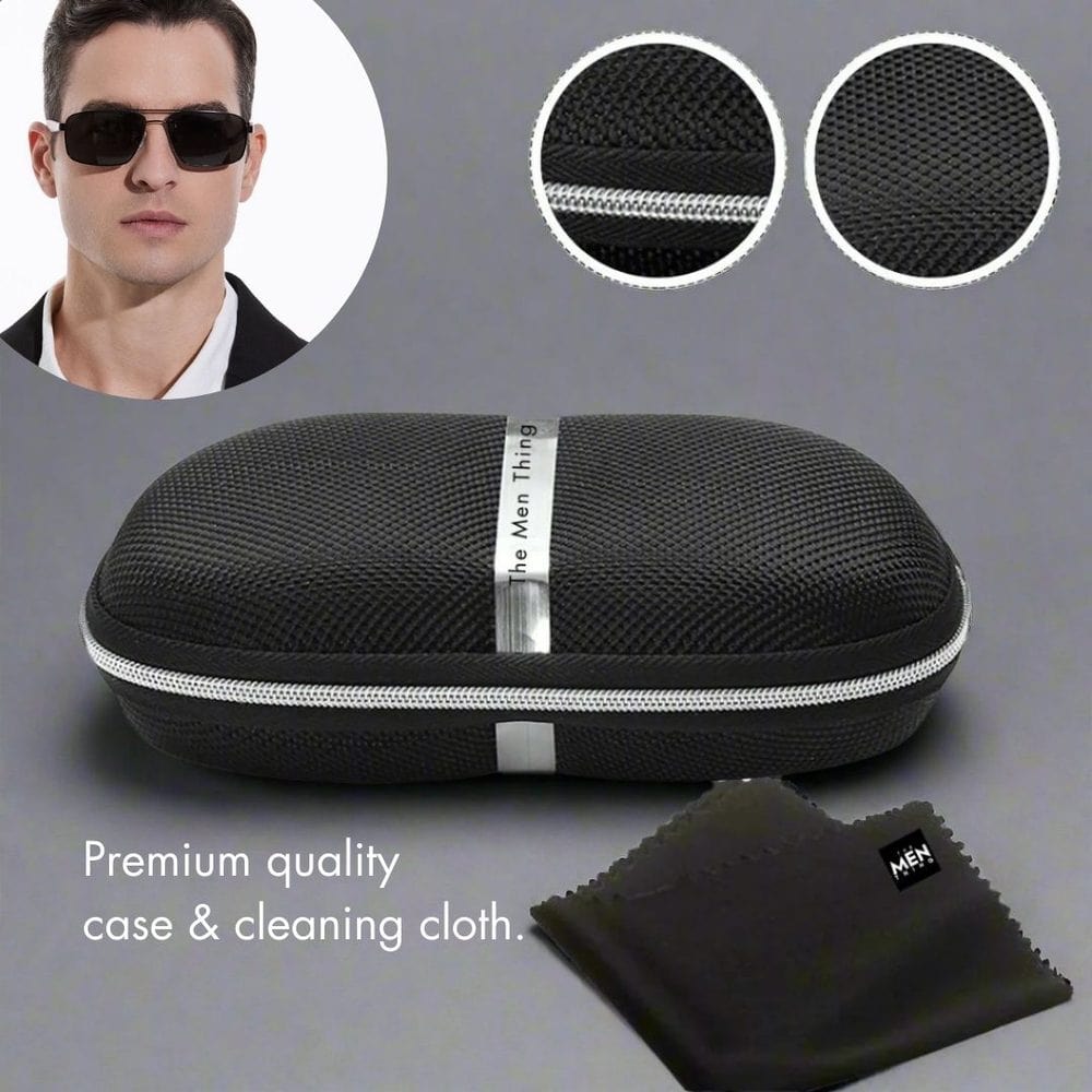 THE MEN THING Sunglasses 2174 ECLIPSE EDGE - Square Aviator Style - HD Polarised Sunglasses for Men - UV400 Protection, Stainless Steel Frame