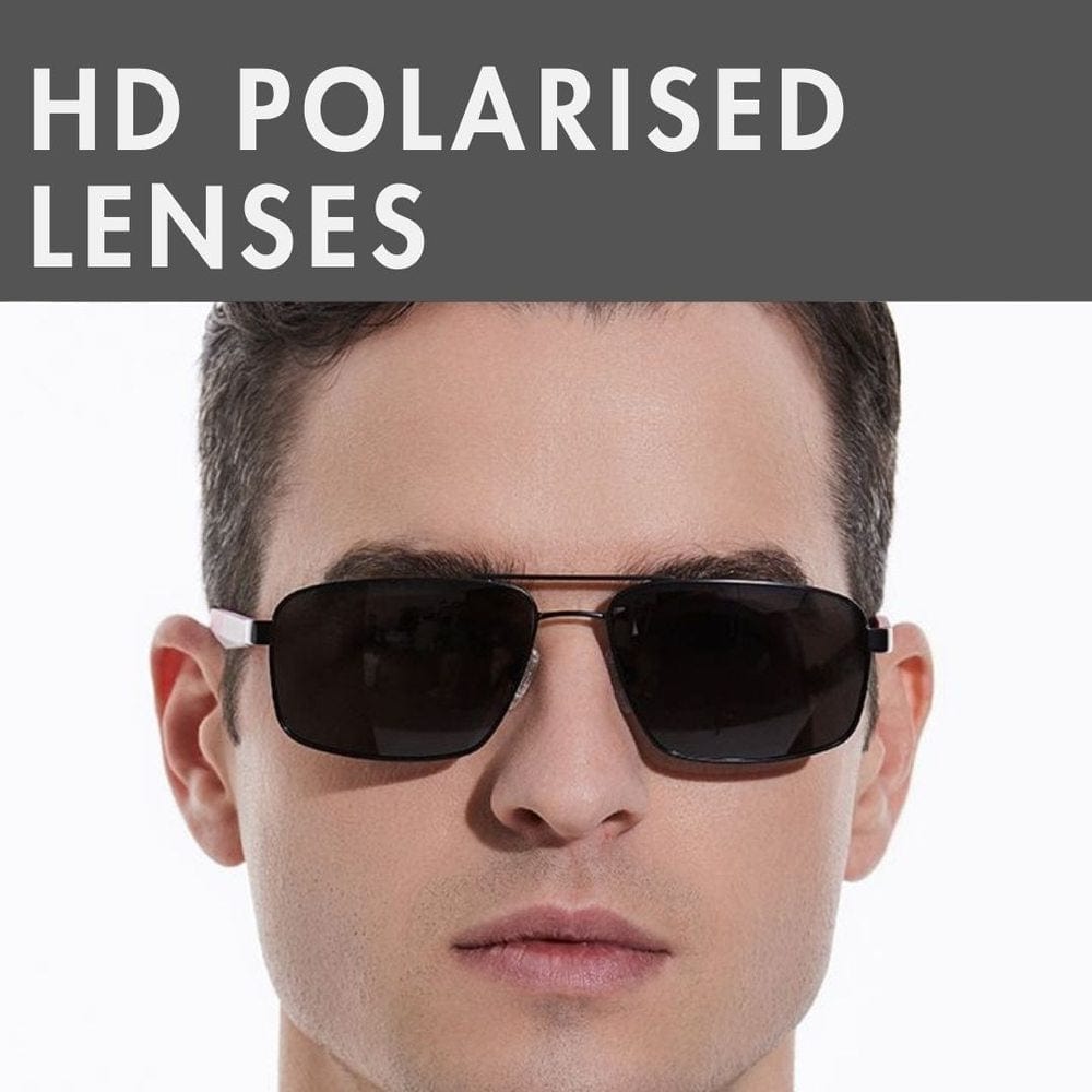 THE MEN THING Sunglasses 2174 ECLIPSE EDGE - Square Aviator Style - HD Polarised Sunglasses for Men - UV400 Protection, Stainless Steel Frame