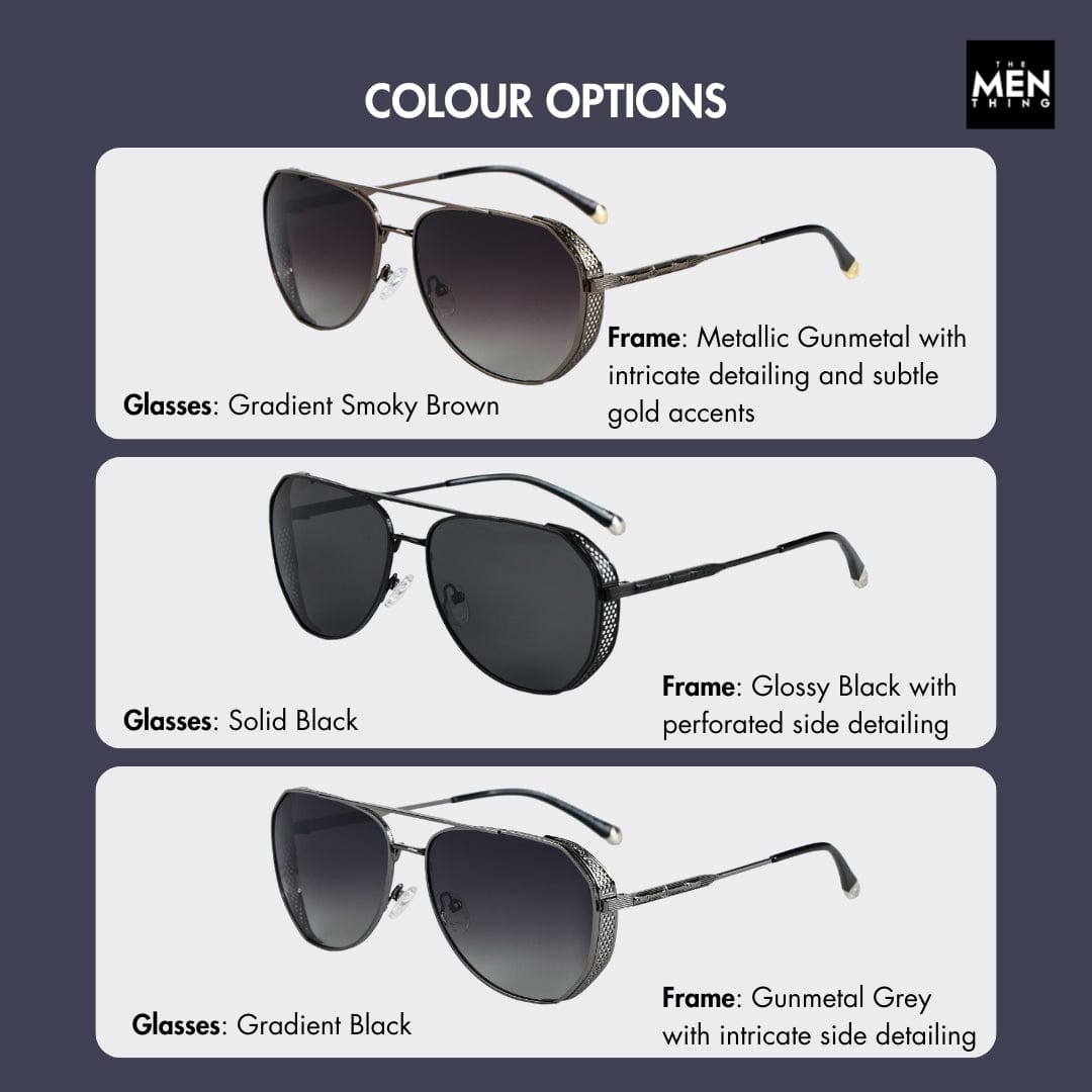 THE MEN THING Sunglasses 2181 PRESTIGE LUXE - Aviator Style - HD Polarised Sunglasses for Men - UV400 Protection, Stainless Steel Frame