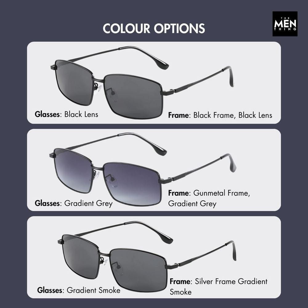 THE MEN THING Sunglasses 3295 - OBLIVION EDGE- HD Polarised Sunglasses for Men - UV400 Protection, Stainless Steel Frame - Black Lens