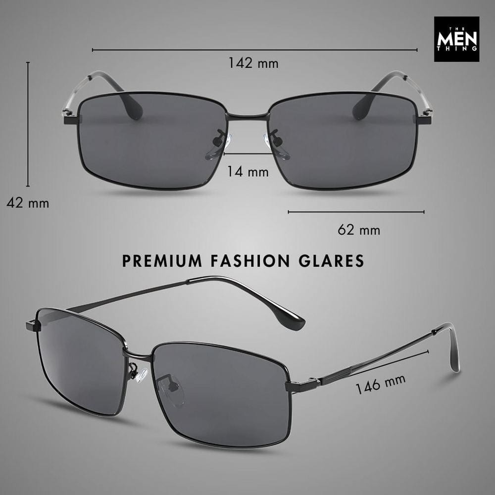 THE MEN THING Sunglasses 3295 - OBLIVION EDGE- HD Polarised Sunglasses for Men - UV400 Protection, Stainless Steel Frame - Black Lens