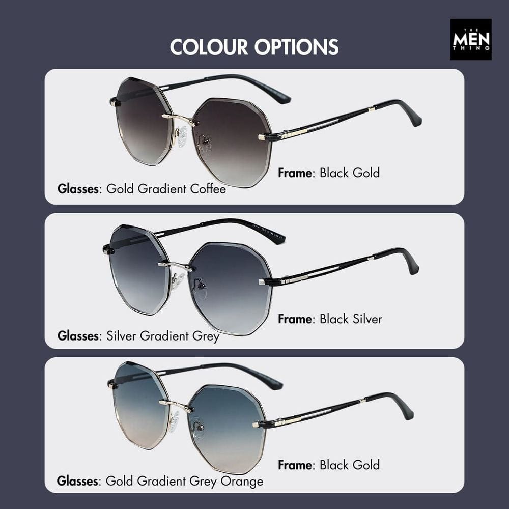 THE MEN THING Sunglasses 33141 - STEEL PRISM - HD Polarised Sunglasses for Men - UV400 Protection, Stainless Steel Frame - Gold Gradient Coffee