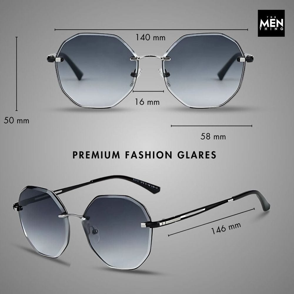 THE MEN THING Sunglasses 33141 - STEEL PRISM - HD Polarised Sunglasses for Men - UV400 Protection, Stainless Steel Frame - Gold Gradient Coffee