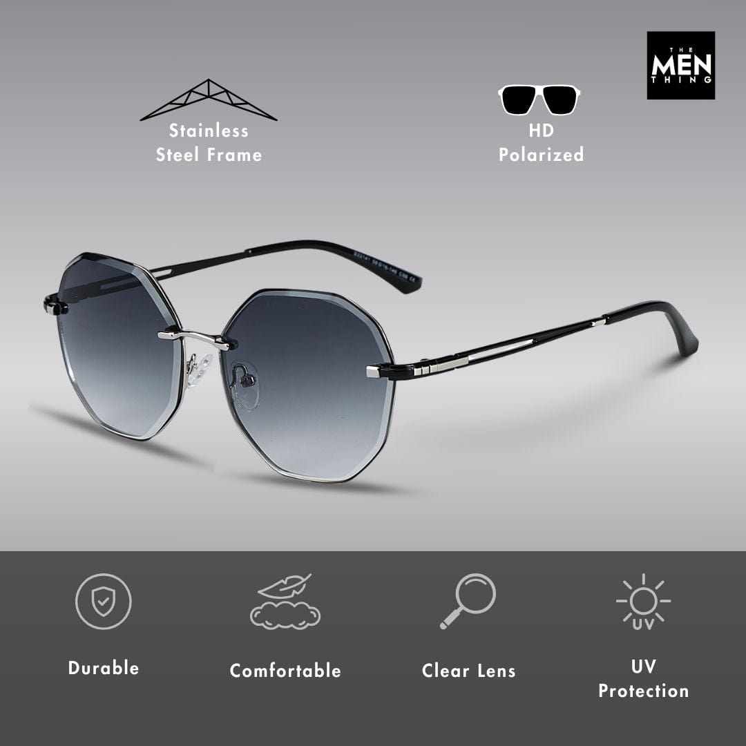 THE MEN THING Sunglasses 33141 - STEEL PRISM - HD Polarised Sunglasses for Men - UV400 Protection, Stainless Steel Frame - Gold Gradient Coffee