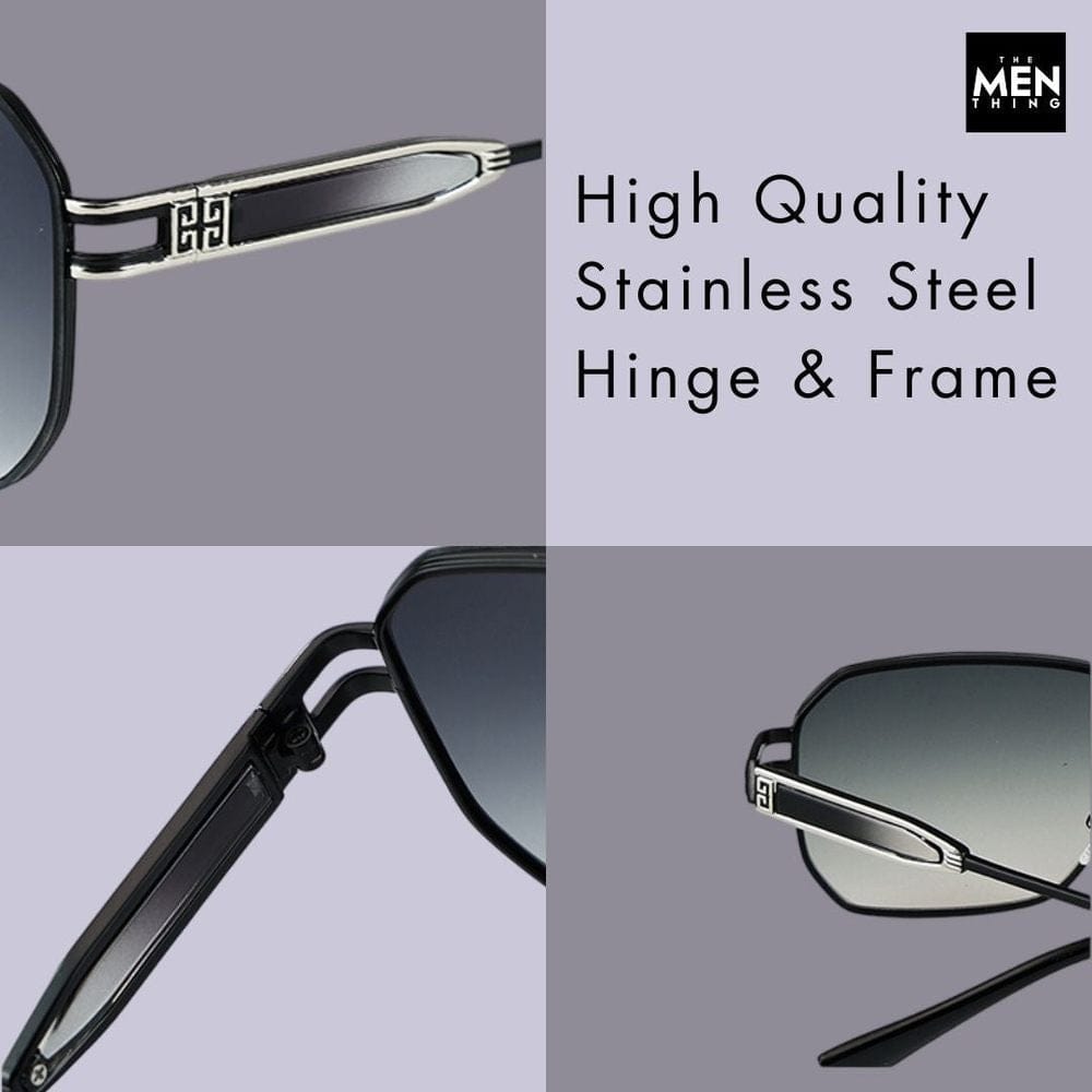 THE MEN THING Sunglasses 33155 - GRAPHITE LUXE - HD Polarised Sunglasses for Men - UV400 Protection, Stainless Steel Frame