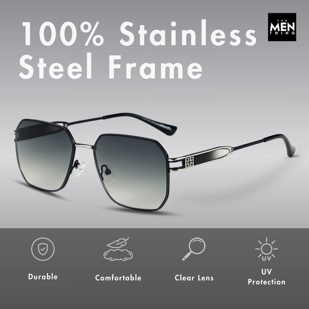 THE MEN THING Sunglasses 33155 - GRAPHITE LUXE - HD Polarised Sunglasses for Men - UV400 Protection, Stainless Steel Frame