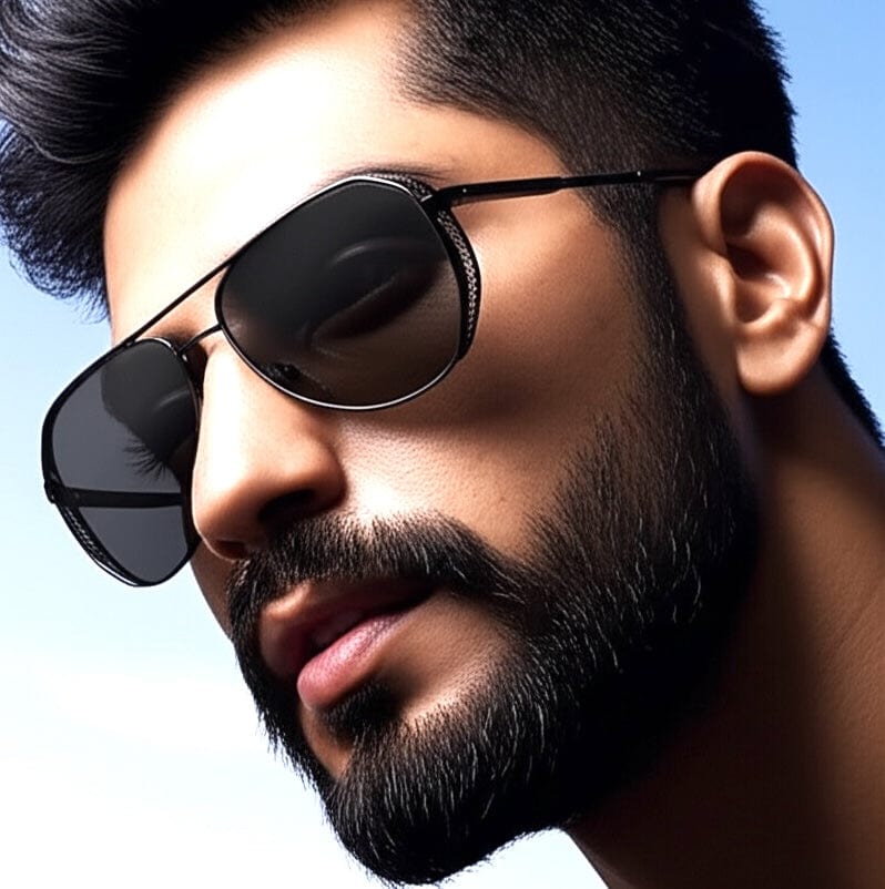 THE MEN THING Sunglasses Black 2181 PRESTIGE LUXE - Aviator Style - HD Polarised Sunglasses for Men - UV400 Protection, Stainless Steel Frame