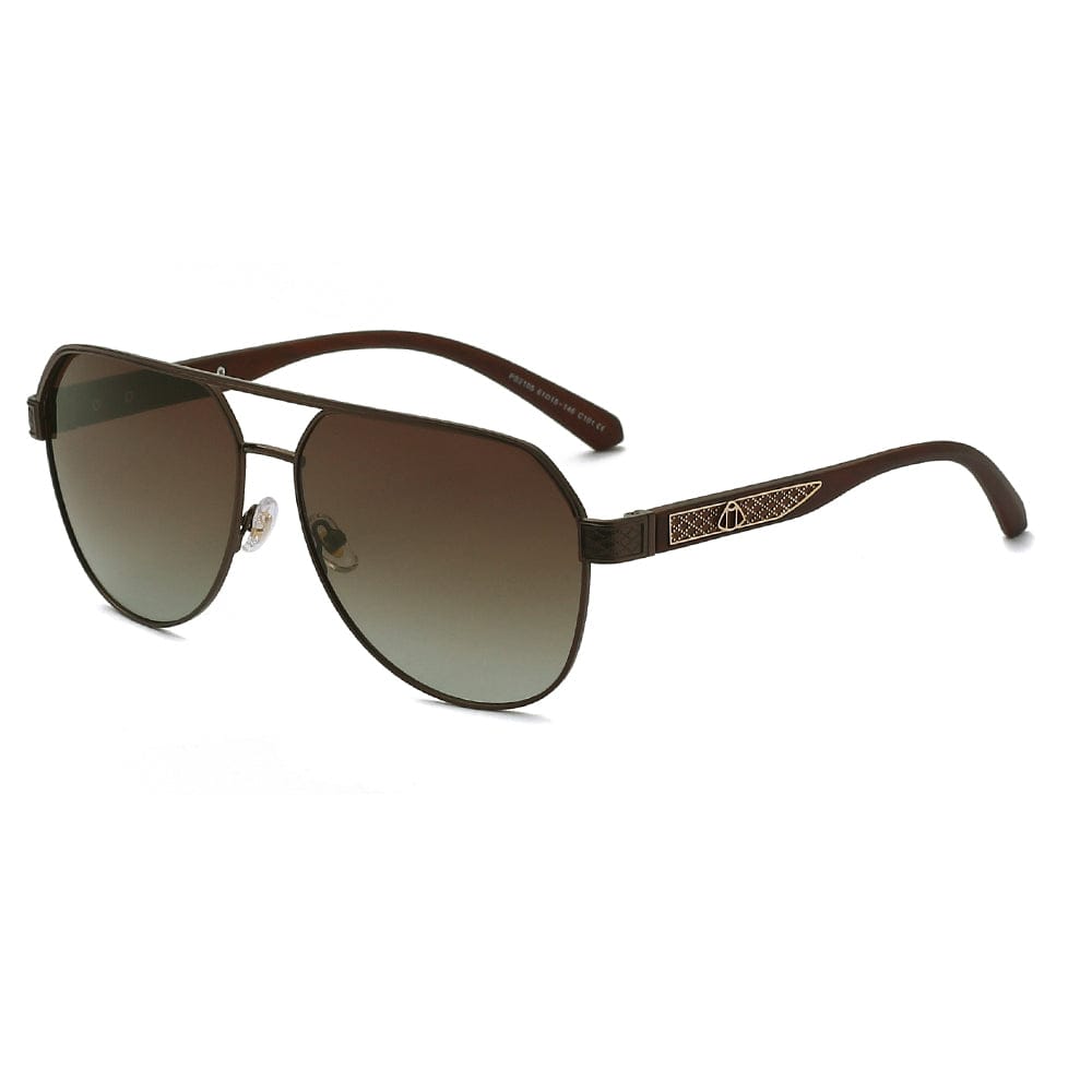THE MEN THING Sunglasses Brown 2105 DARK HEX - Aviator Style - HD Polarised Sunglasses for Men - UV400 Protection, Stainless Steel Frame