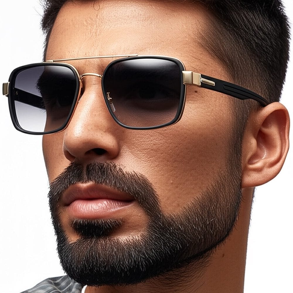 THE MEN THING Sunglasses Gradient Black S15106 BOLD MERIDIAN HD Polarized Sunglasses for Men - UV400 Protection, Stainless Steel Frame