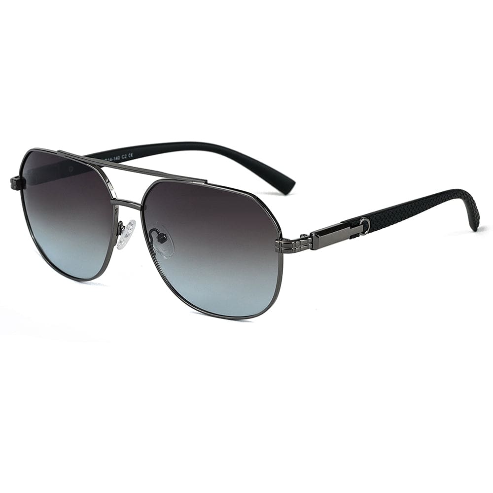 THE MEN THING Sunglasses Gradient Blue Grey 2150 TITAN EDGE - Aviator Style - HD Polarised Sunglasses for Men - UV400 Protection, Stainless Steel Frame