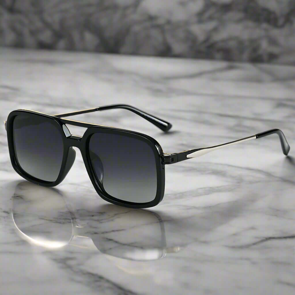 THE MEN THING Sunglasses Gradient Dark Grey 2169 URBAN ECLIPSE - Oversized Square - HD Polarised Sunglasses for Men - UV400 Protection, Stainless Steel Frame