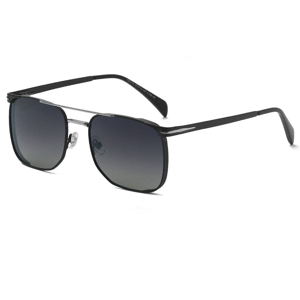 THE MEN THING Sunglasses Gradient Gray-Green 2110 MIDNIGHT EDGE - Square Aviator Style - HD Polarised Sunglasses for Men - UV400 Protection, Stainless Steel Frame
