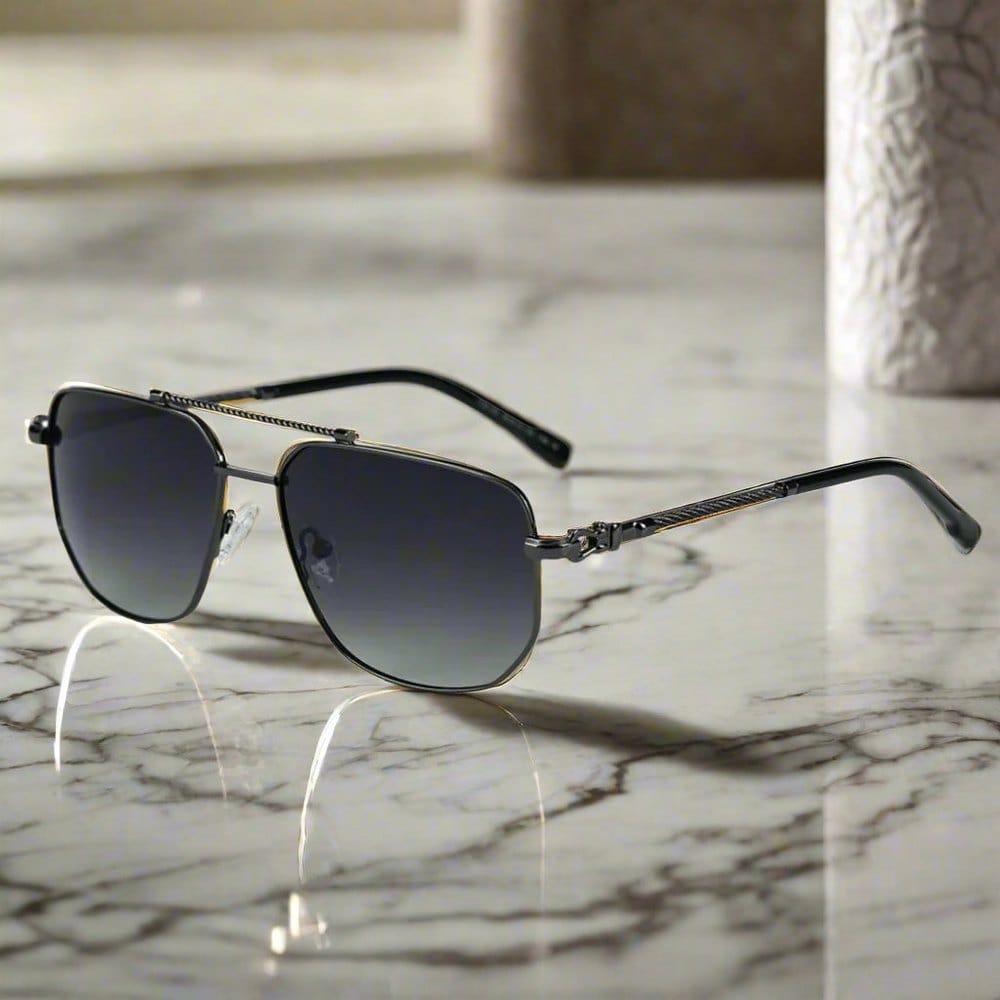 THE MEN THING Sunglasses Gradient Grey 2163 ELITE VISION - Navigator Style - HD Polarised Sunglasses for Men - UV400 Protection, Stainless Steel Frame