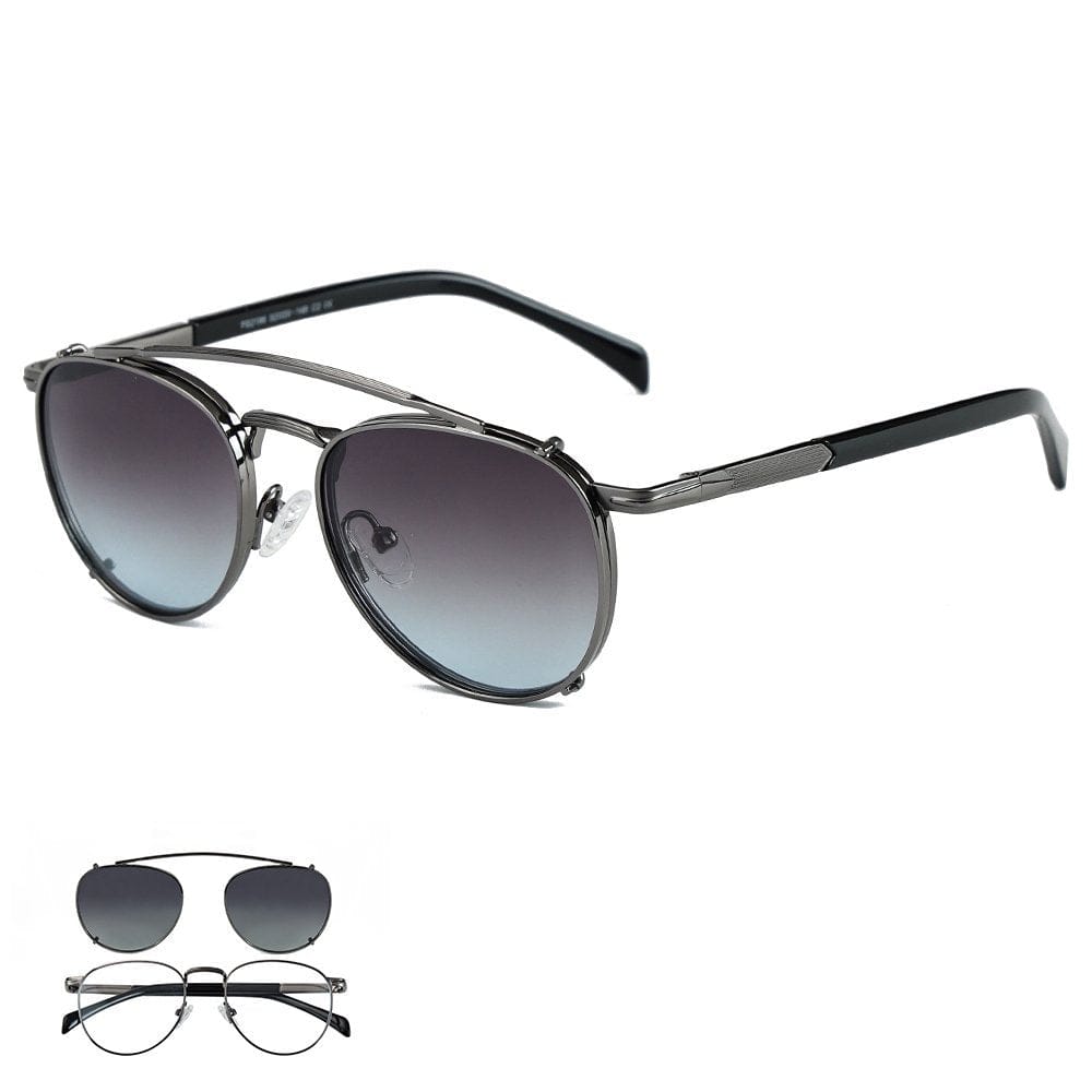 THE MEN THING Sunglasses Gradient Grey Blue 2196 REGENT SHADOW HD Polarized Sunglasses for Men - UV400 Protection, Stainless Steel Frame
