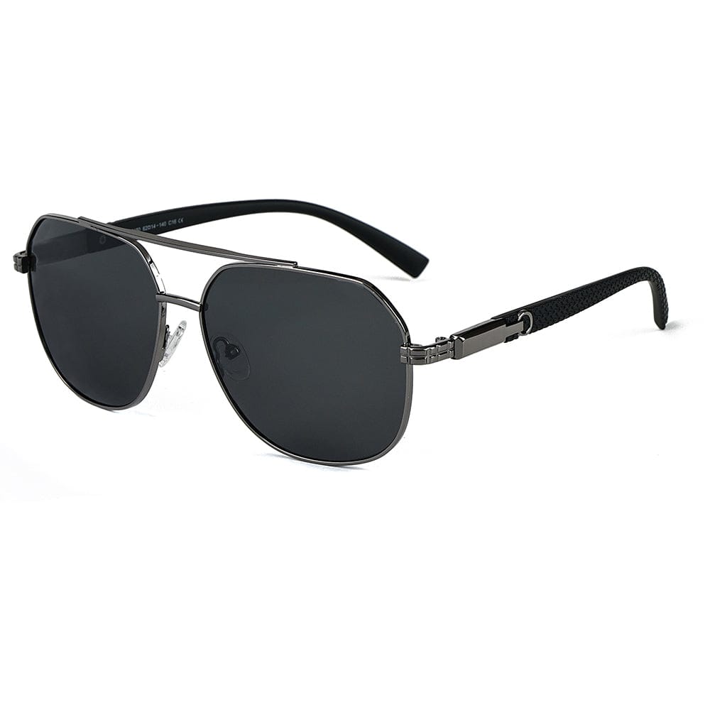 THE MEN THING Sunglasses Grey Black 2150 TITAN EDGE - Aviator Style - HD Polarised Sunglasses for Men - UV400 Protection, Stainless Steel Frame