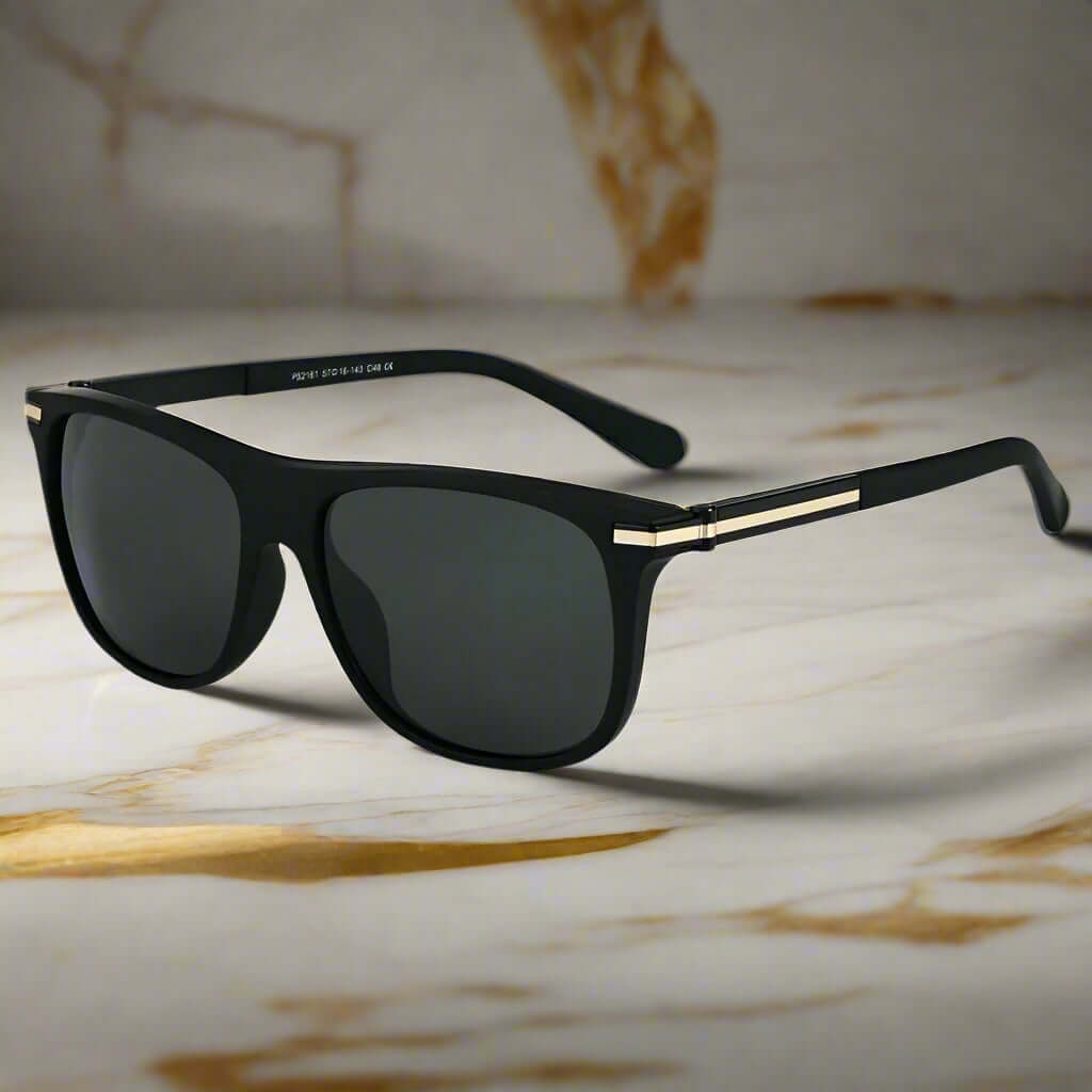 THE MEN THING Sunglasses Grey Black 2161 METRO CLASSIC - Wayfarer Style - HD Polarised Sunglasses for Men - UV400 Protection, Stainless Steel Frame
