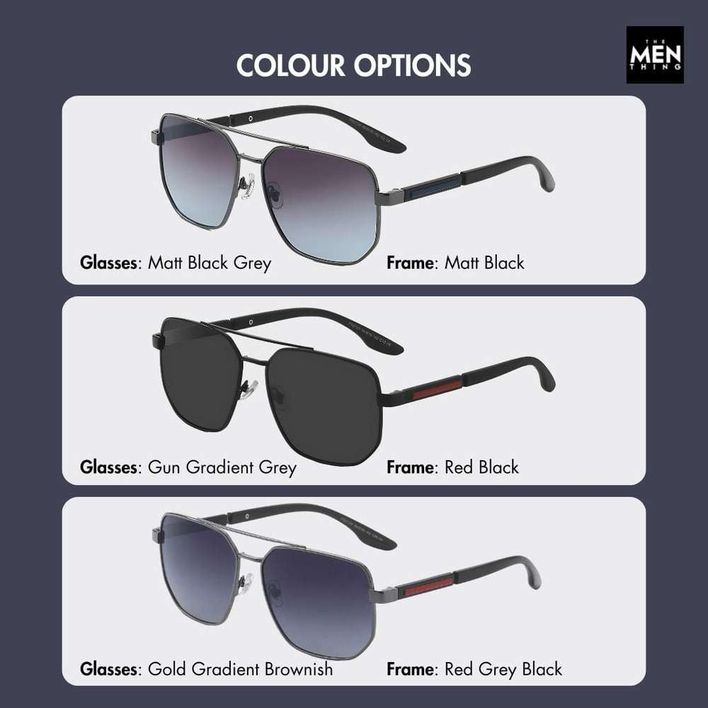 THE MEN THING Sunglasses Gun Gradient Blue Grey 2125 - PRISM NOIR - HD Polarised Sunglasses for Men - UV400 Protection, Stainless Steel Frame - Gun Gradient Blue Grey