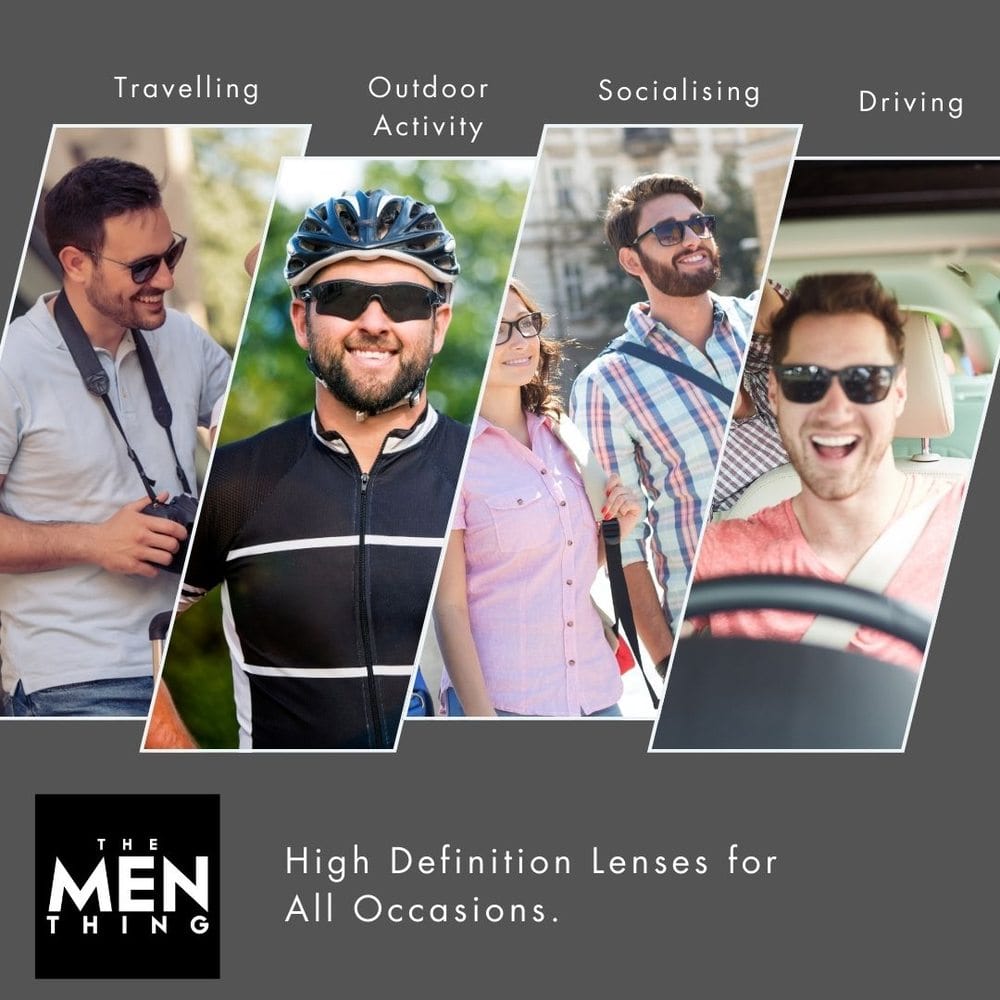 THE MEN THING Sunglasses Gun Gradient Blue Grey 2125 - PRISM NOIR - HD Polarised Sunglasses for Men - UV400 Protection, Stainless Steel Frame - Gun Gradient Blue Grey