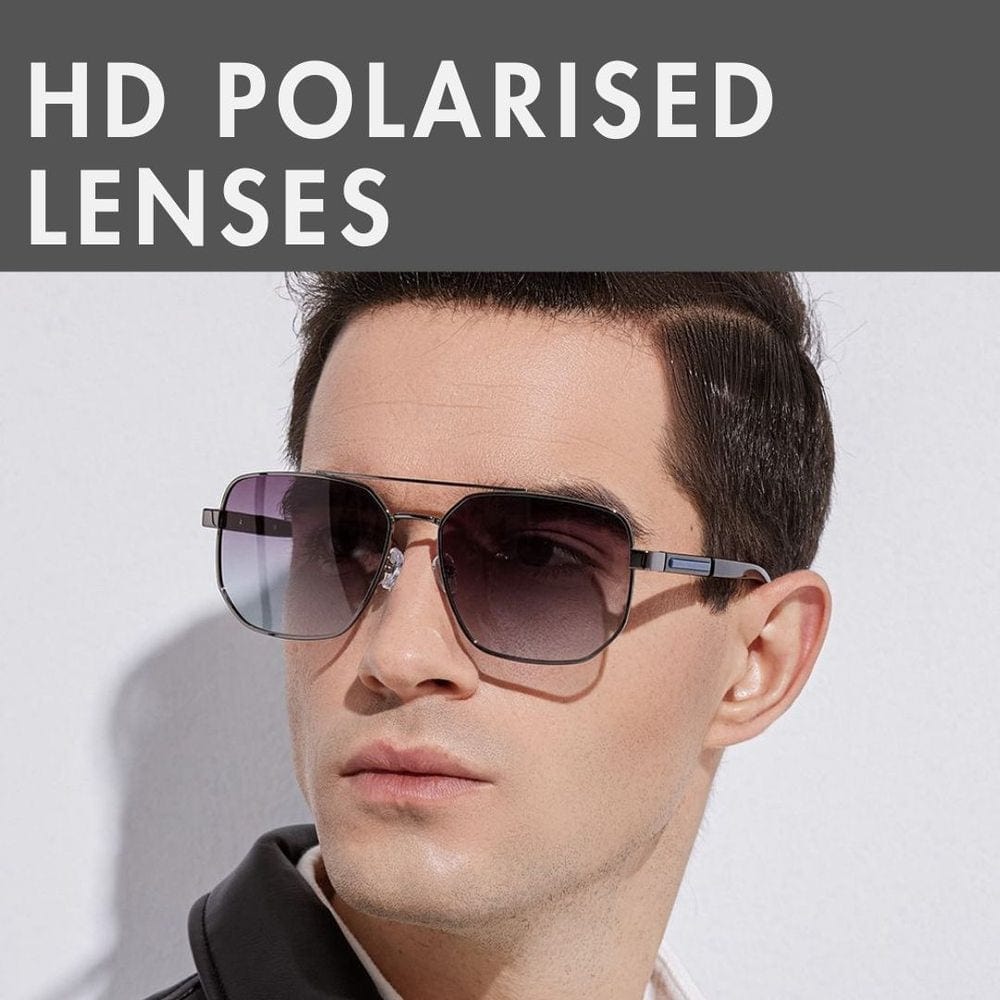 THE MEN THING Sunglasses Gun Gradient Blue Grey 2125 - PRISM NOIR - HD Polarised Sunglasses for Men - UV400 Protection, Stainless Steel Frame - Gun Gradient Blue Grey