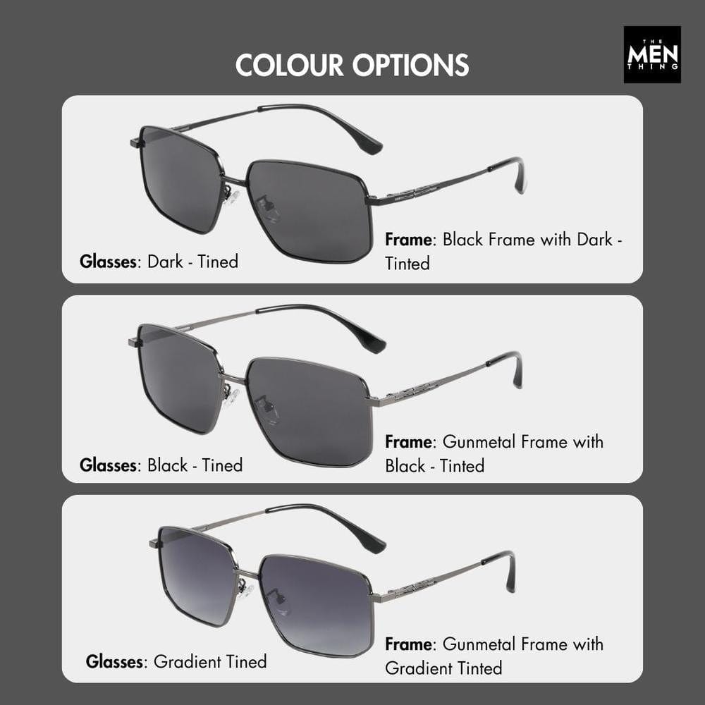 THE MEN THING Sunglasses J3292 - OBLIVION SHADE - HD Polarised Sunglasses for Men - UV400 Protection, Stainless Steel Frame - Dark Tinted