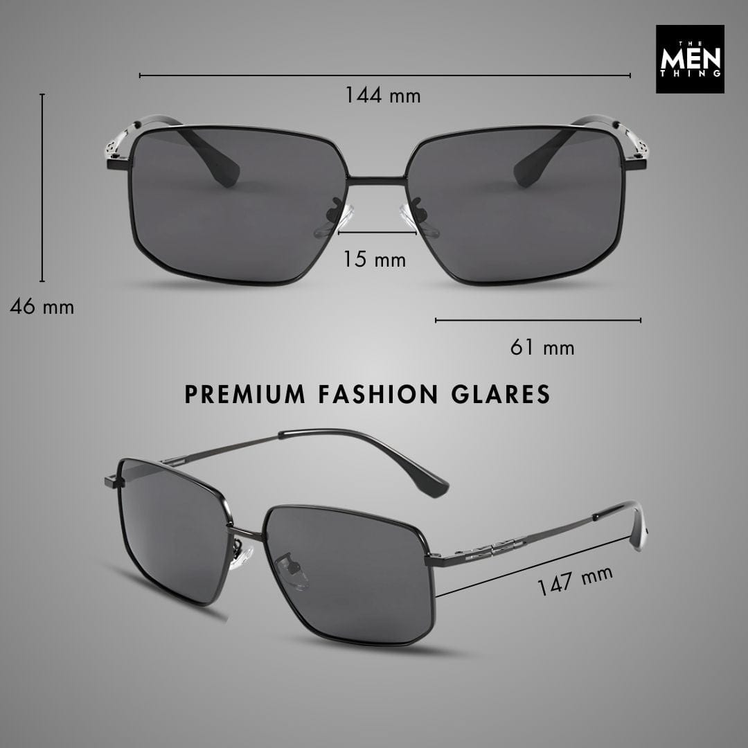 THE MEN THING Sunglasses J3292 - OBLIVION SHADE - HD Polarised Sunglasses for Men - UV400 Protection, Stainless Steel Frame - Dark Tinted