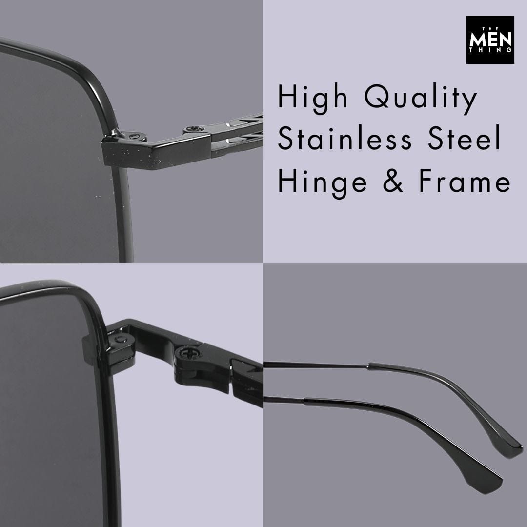 THE MEN THING Sunglasses J3292 - OBLIVION SHADE - HD Polarised Sunglasses for Men - UV400 Protection, Stainless Steel Frame - Dark Tinted