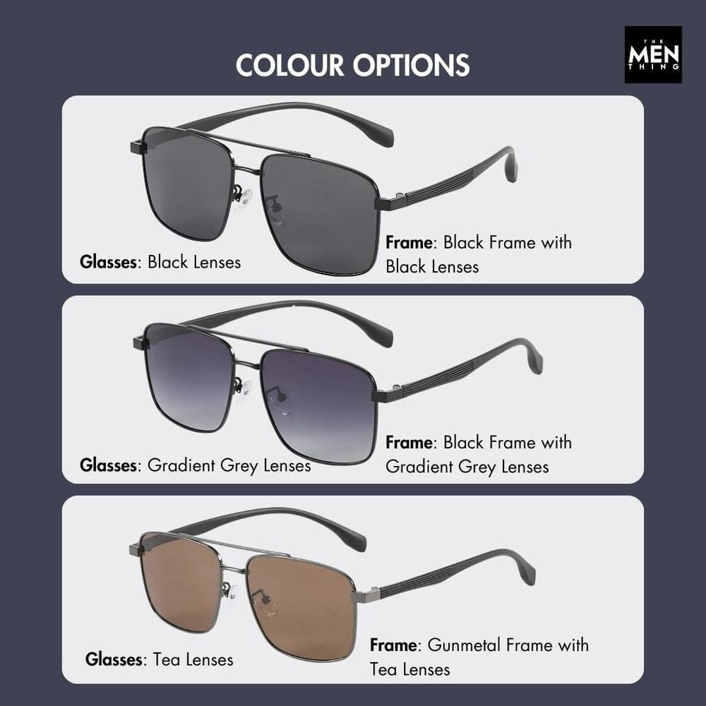 THE MEN THING Sunglasses J3293 - GLACIER LUXE - HD Polarised Sunglasses for Men - UV400 Protection, Stainless Steel Frame - Black Lenses