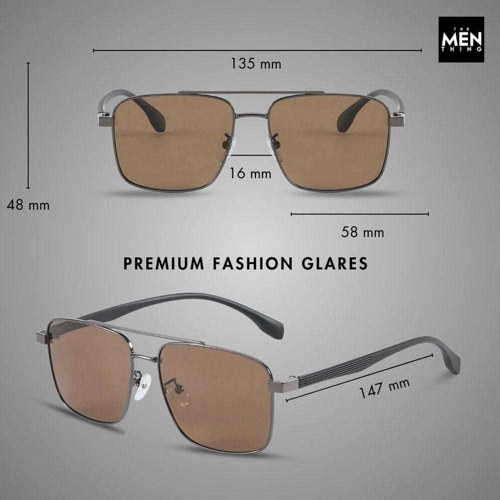 THE MEN THING Sunglasses J3293 - GLACIER LUXE - HD Polarised Sunglasses for Men - UV400 Protection, Stainless Steel Frame - Black Lenses