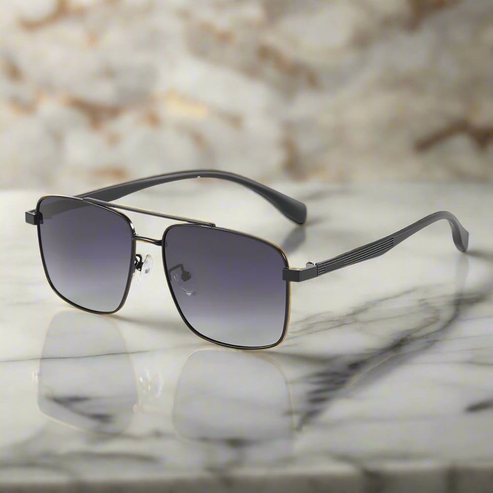 THE MEN THING Sunglasses J3293 - GLACIER LUXE - HD Polarised Sunglasses for Men - UV400 Protection, Stainless Steel Frame - Gradient Grey Lenses