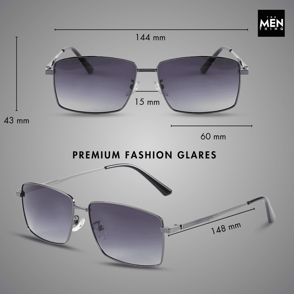 THE MEN THING Sunglasses J3298 - OBSIDIAN LUXE - HD Polarised Sunglasses for Men - UV400 Protection, Stainless Steel Frame - Black Grey Lenses