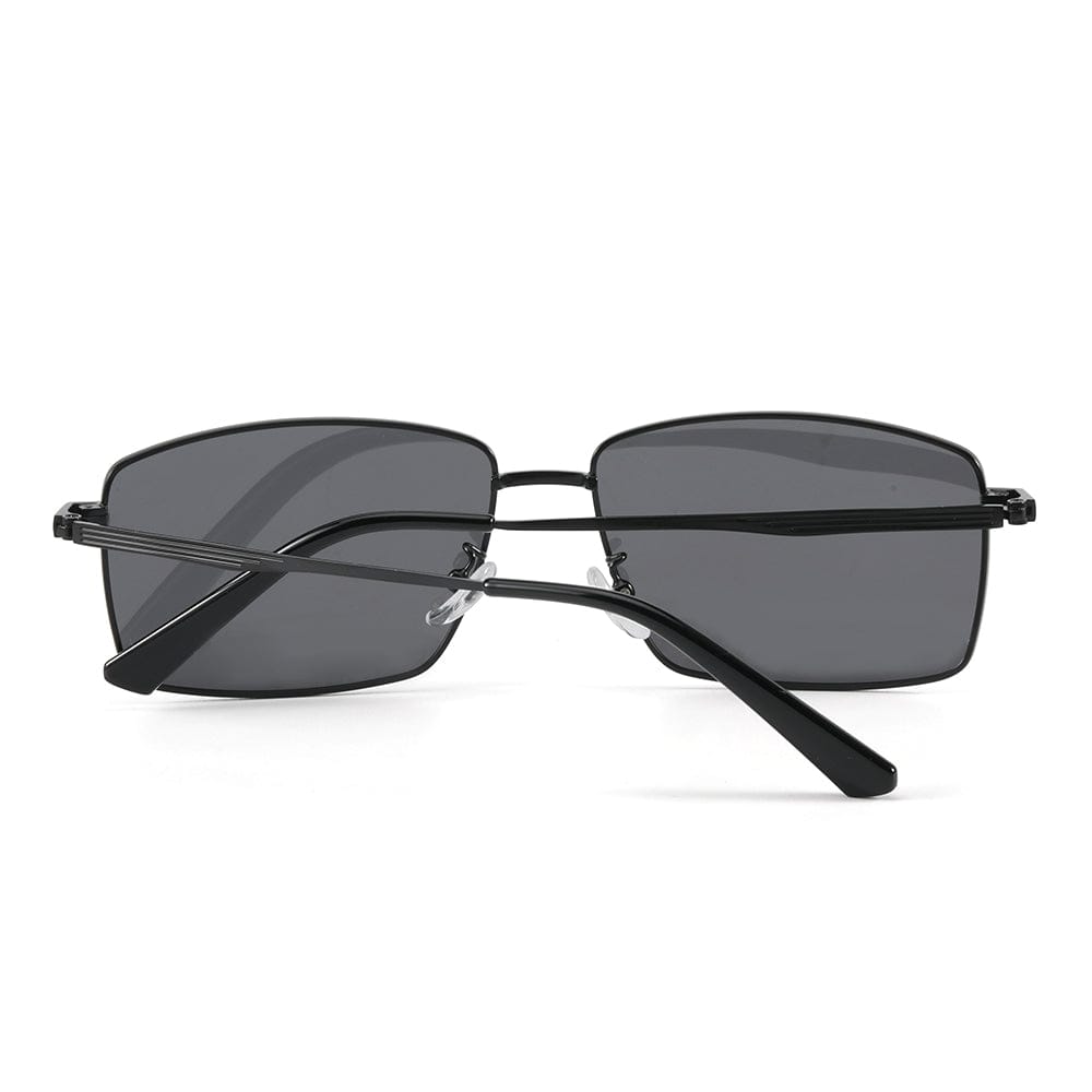 THE MEN THING Sunglasses J3298 - OBSIDIAN LUXE - HD Polarised Sunglasses for Men - UV400 Protection, Stainless Steel Frame - Black Grey Lenses