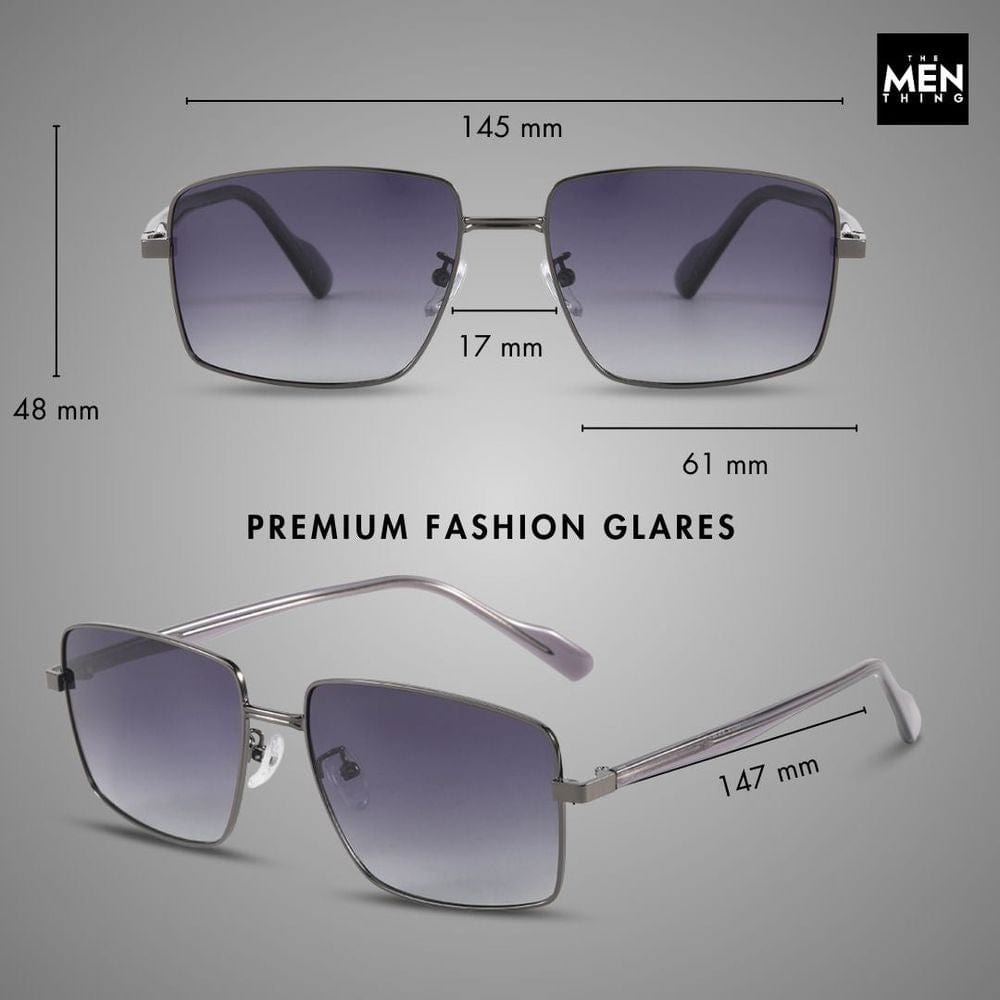 THE MEN THING Sunglasses J3305 - PHANTOM SHADE - HD Polarised Sunglasses for Men - UV400 Protection, Stainless Steel Frame - Black Lenses