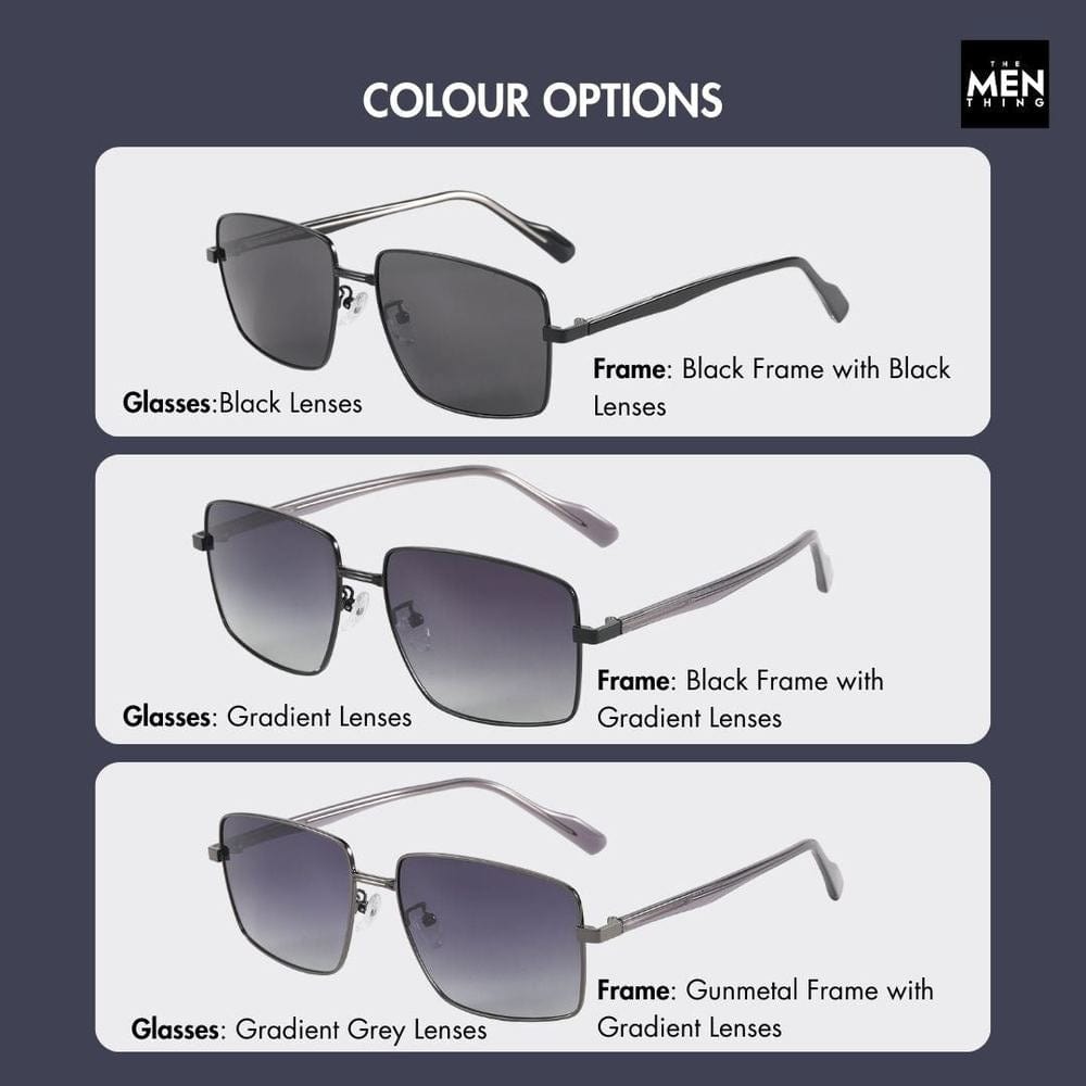 THE MEN THING Sunglasses J3305 - PHANTOM SHADE - HD Polarised Sunglasses for Men - UV400 Protection, Stainless Steel Frame - Black Lenses