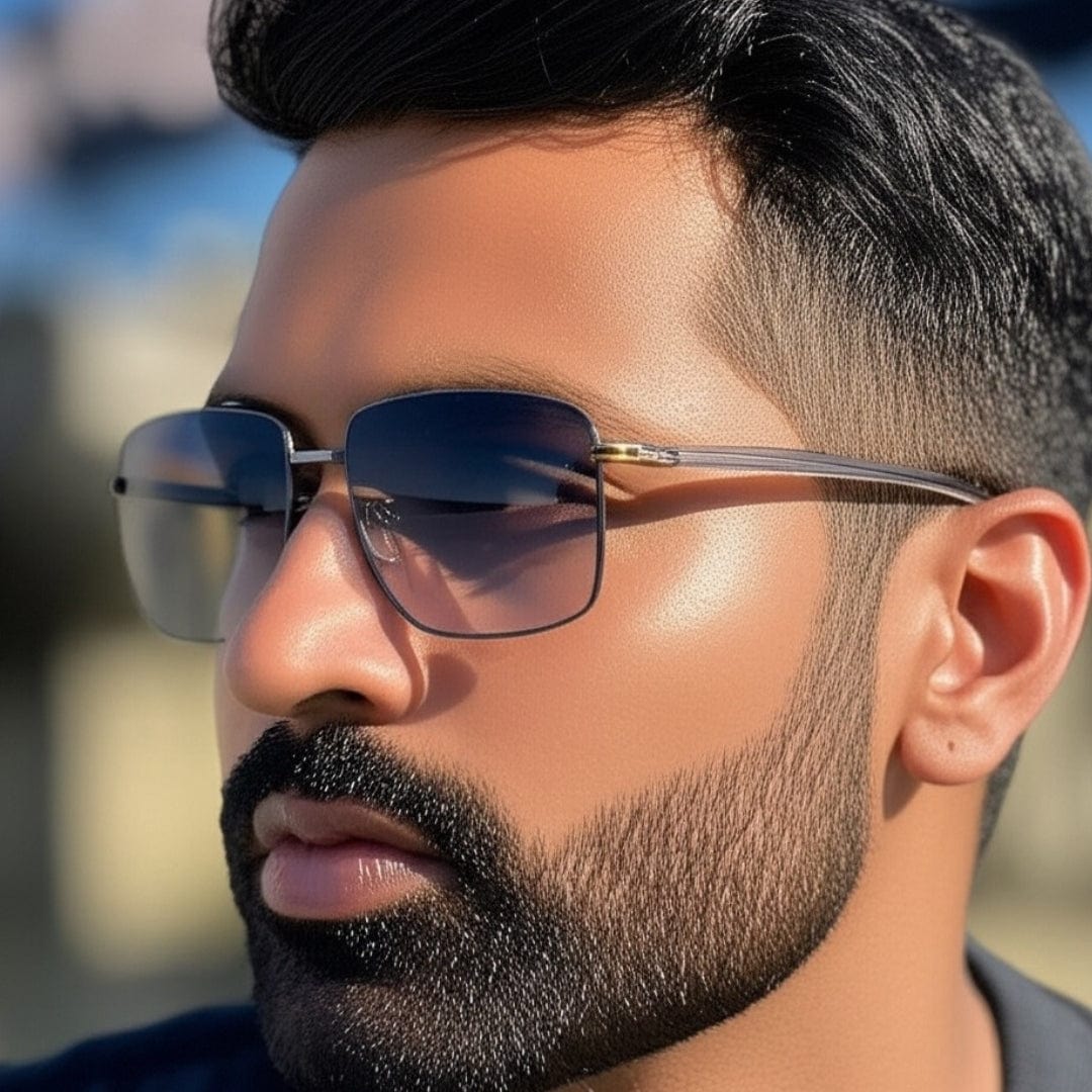 THE MEN THING Sunglasses J3305 - PHANTOM SHADE - HD Polarised Sunglasses for Men - UV400 Protection, Stainless Steel Frame - Gradient Grey Lenses