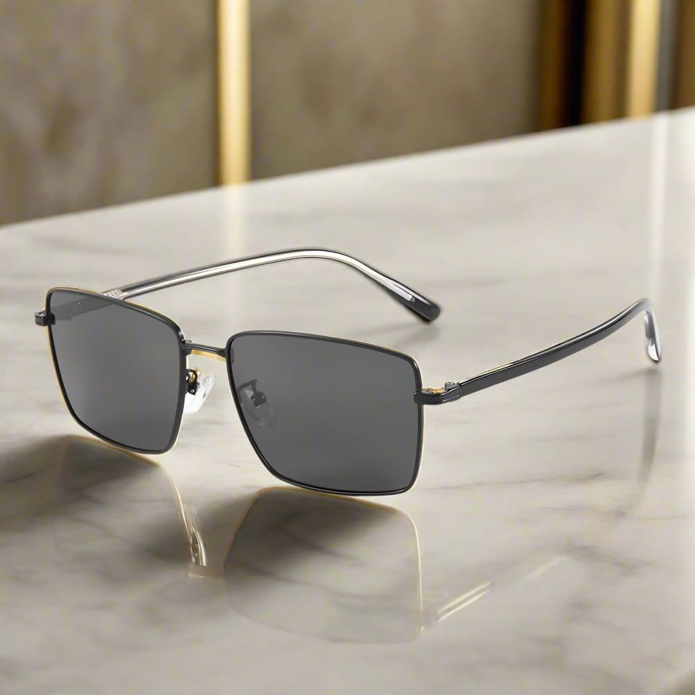 THE MEN THING Sunglasses J3308 - SLEEK VANTAGE- HD Polarised Sunglasses for Men - UV400 Protection, Stainless Steel Frame - Black Lens