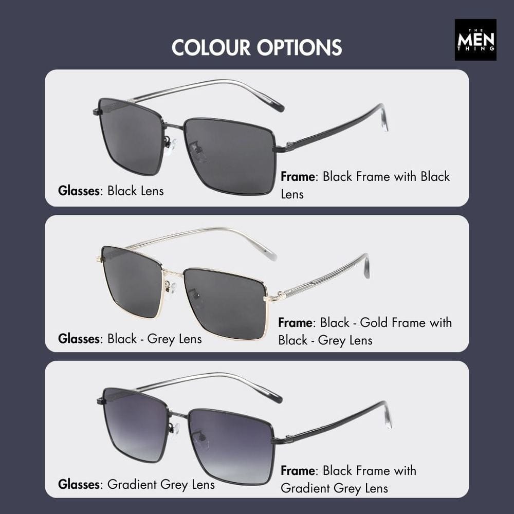THE MEN THING Sunglasses J3308 - SLEEK VANTAGE- HD Polarised Sunglasses for Men - UV400 Protection, Stainless Steel Frame - Black Lens