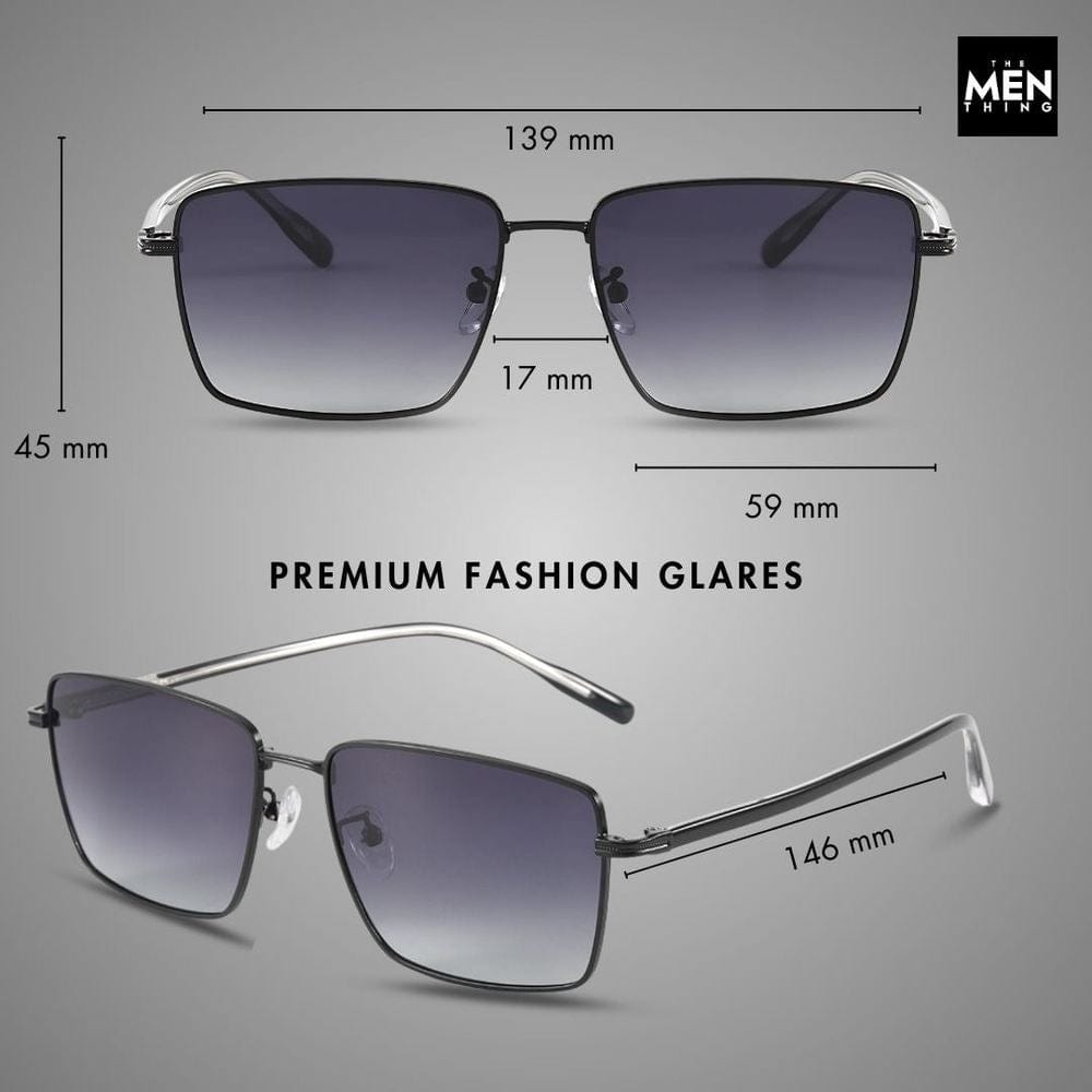THE MEN THING Sunglasses J3308 - SLEEK VANTAGE- HD Polarised Sunglasses for Men - UV400 Protection, Stainless Steel Frame - Black Lens