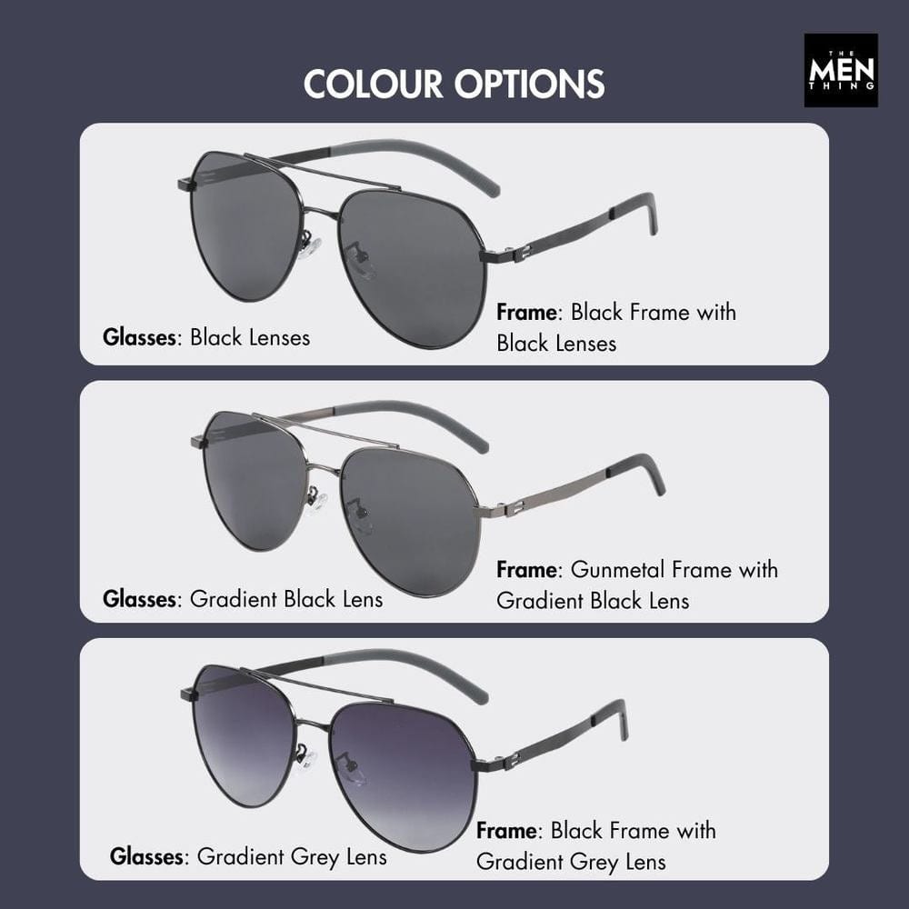 THE MEN THING Sunglasses J3332 - MYSTIC ARC - HD Polarised Sunglasses for Men - UV400 Protection, Stainless Steel Frame - Black Lens