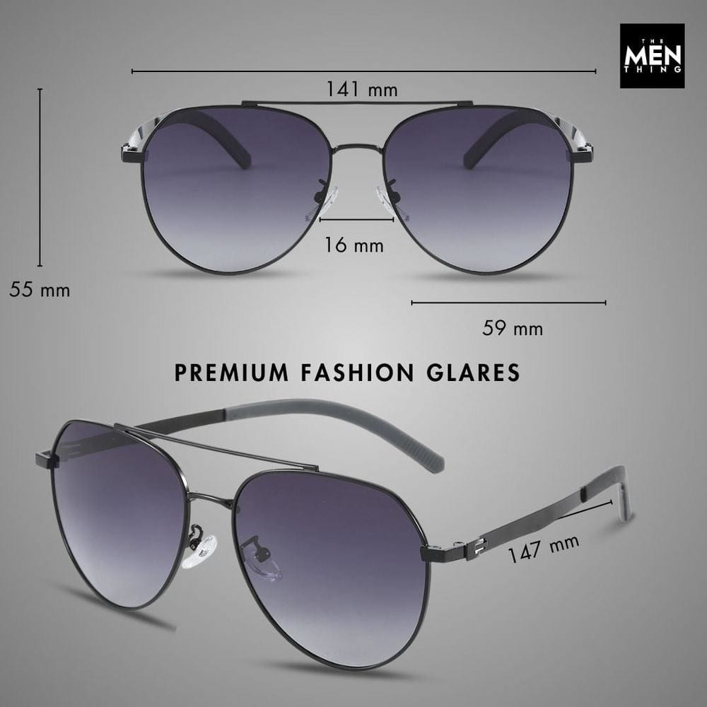 THE MEN THING Sunglasses J3332 - MYSTIC ARC - HD Polarised Sunglasses for Men - UV400 Protection, Stainless Steel Frame - Black Lens