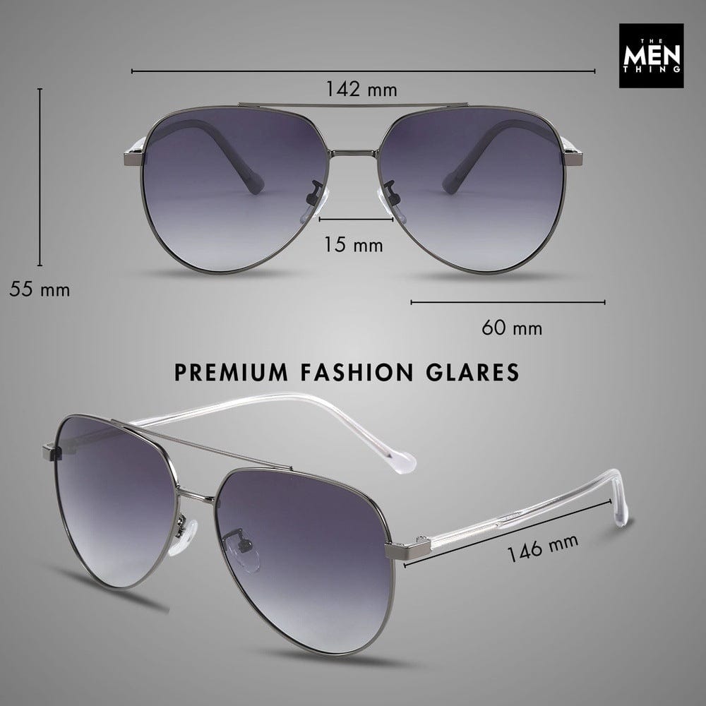 THE MEN THING Sunglasses J3335 - SUNLIT ELEGANCE - HD Polarised Sunglasses for Men - UV400 Protection, Stainless Steel Frame - Black Frame with Black Lens