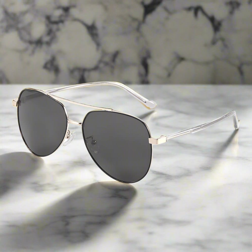 THE MEN THING Sunglasses J3335 - SUNLIT ELEGANCE - HD Polarised Sunglasses for Men - UV400 Protection, Stainless Steel Frame - Black-Gold Frame with Black Lens