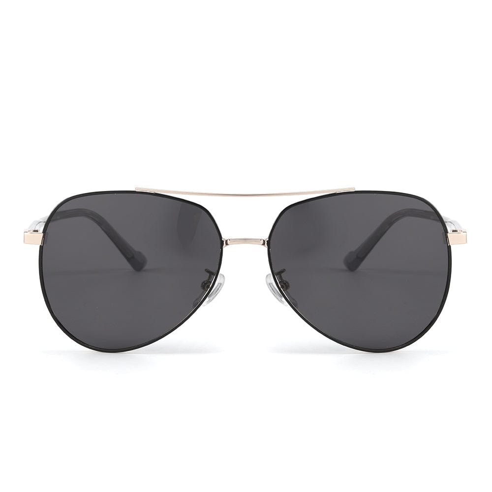 THE MEN THING Sunglasses J3335 - SUNLIT ELEGANCE - HD Polarised Sunglasses for Men - UV400 Protection, Stainless Steel Frame - Black-Gold Frame with Black Lens