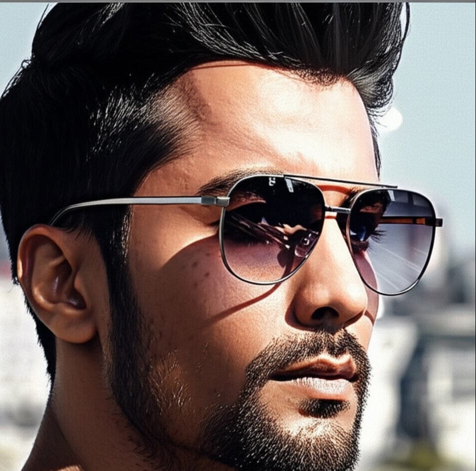 THE MEN THING Sunglasses J3335 - SUNLIT ELEGANCE - HD Polarised Sunglasses for Men - UV400 Protection, Stainless Steel Frame - Gunmetal Frame with Gradient Lens