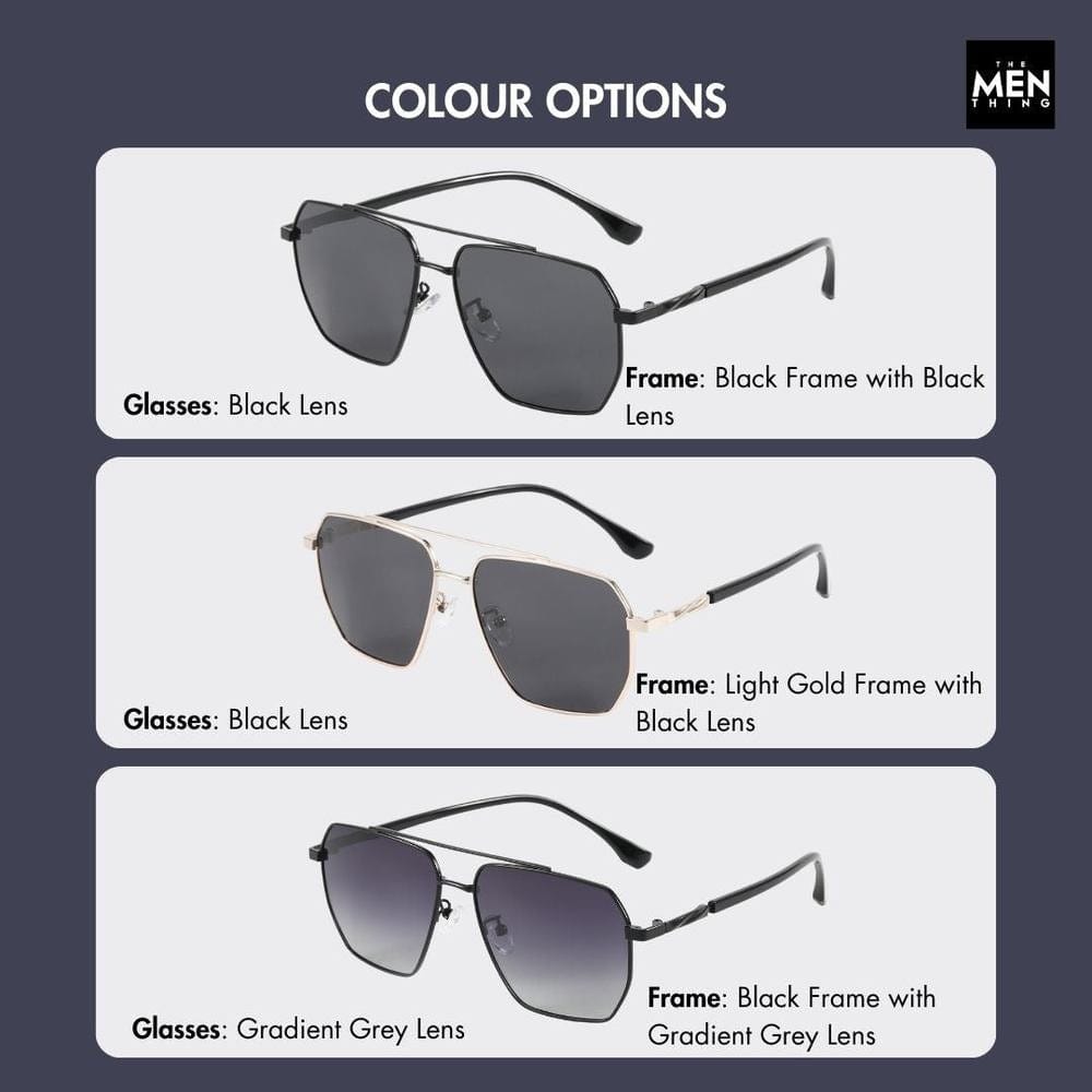 THE MEN THING Sunglasses J3337- SPECTRA NOIR- HD Polarised Sunglasses for Men - UV400 Protection, Stainless Steel Frame - Black Frame with Black Lens