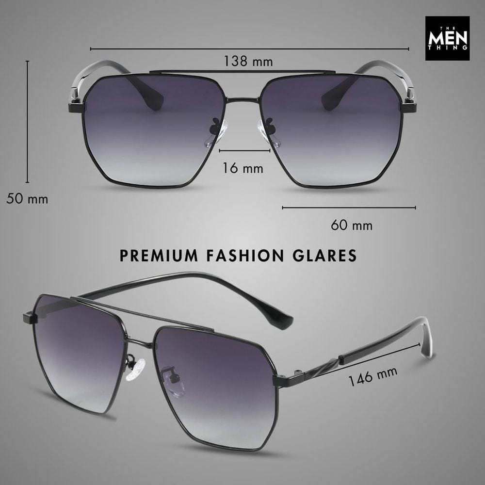 THE MEN THING Sunglasses J3337- SPECTRA NOIR- HD Polarised Sunglasses for Men - UV400 Protection, Stainless Steel Frame - Black Frame with Black Lens