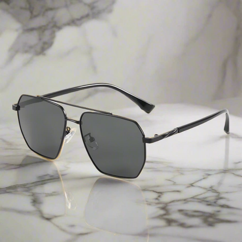 THE MEN THING Sunglasses J3337- SPECTRA NOIR- HD Polarised Sunglasses for Men - UV400 Protection, Stainless Steel Frame - Black Frame with Black Lens
