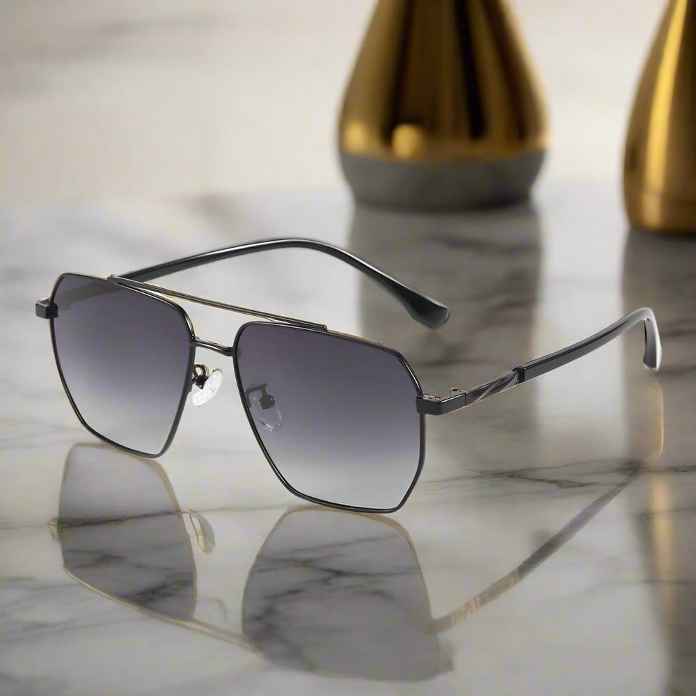THE MEN THING Sunglasses J3337- SPECTRA NOIR- HD Polarised Sunglasses for Men - UV400 Protection, Stainless Steel Frame - Black Frame with Gradient Grey Lens