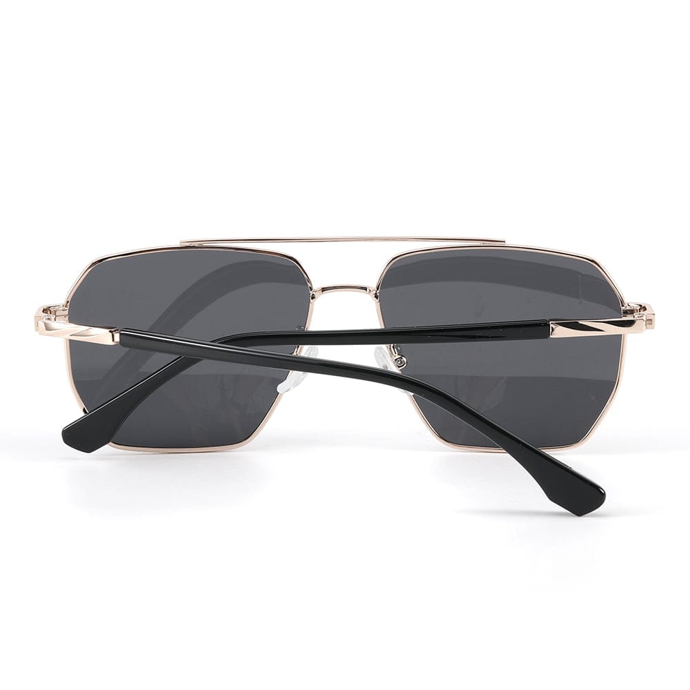 THE MEN THING Sunglasses J3337- SPECTRA NOIR- HD Polarised Sunglasses for Men - UV400 Protection, Stainless Steel Frame - Light Gold Frame with Black Lens