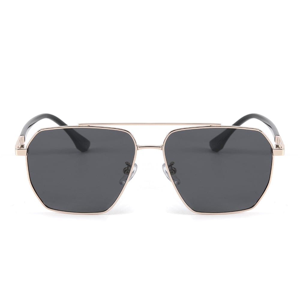 THE MEN THING Sunglasses J3337- SPECTRA NOIR- HD Polarised Sunglasses for Men - UV400 Protection, Stainless Steel Frame - Light Gold Frame with Black Lens